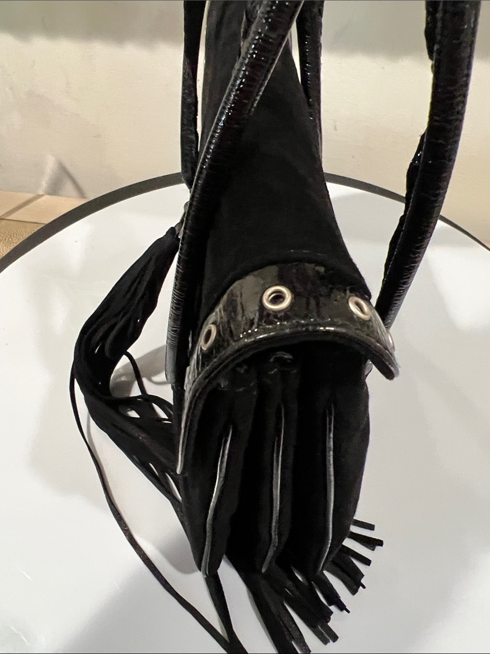 Dolce & Gabbana Black Suede Fringe Shoulder Bag - Picture 17 of 17